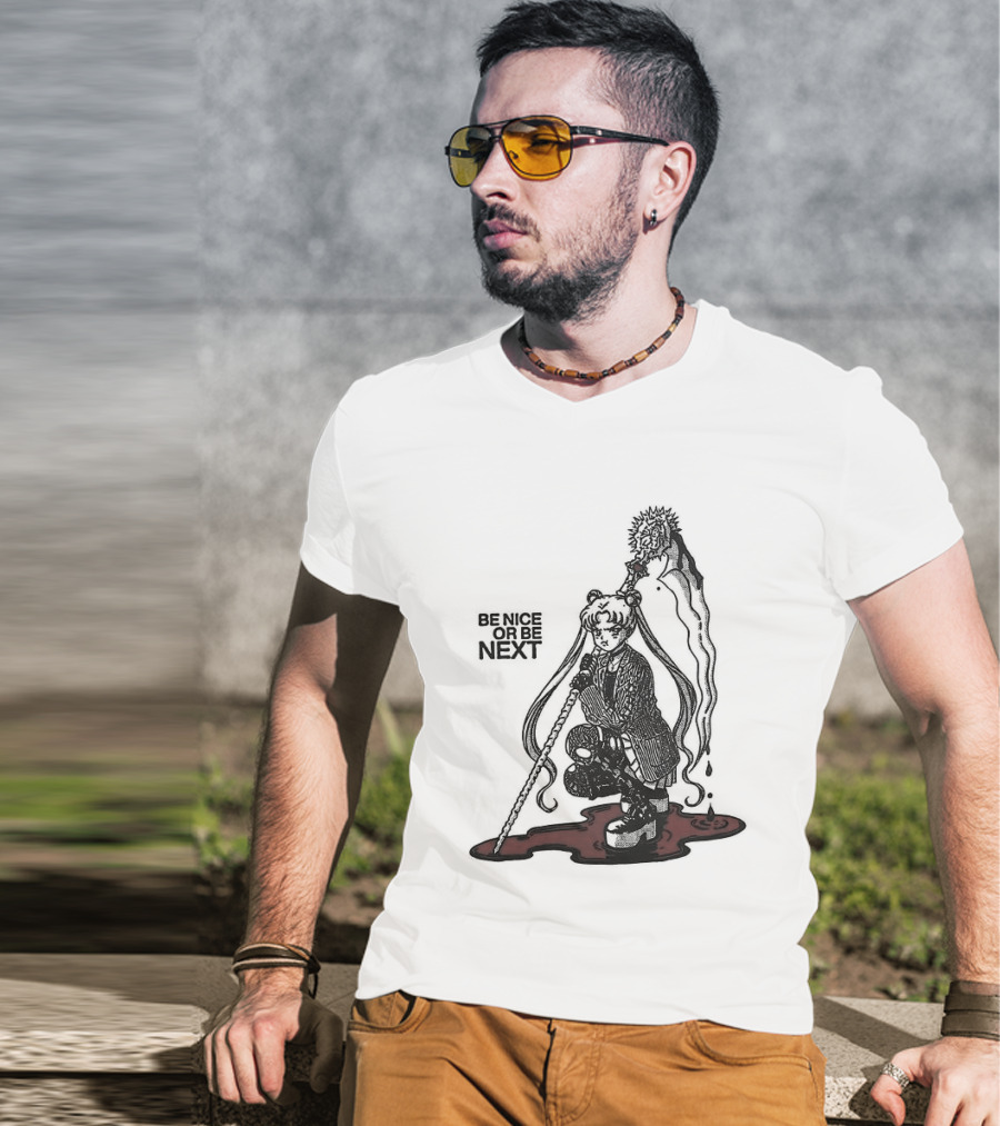 Sailor Moon Be Nice Or Be Next Dark Silhouette And Blood Pool T-Shirt