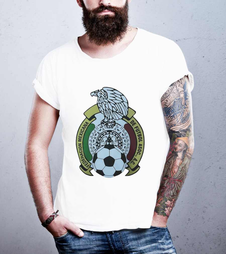 Federacion Mexicana De Futbol Asociacion AC Soccer Ball Emblem With Eagle And Aztec T-Shirt