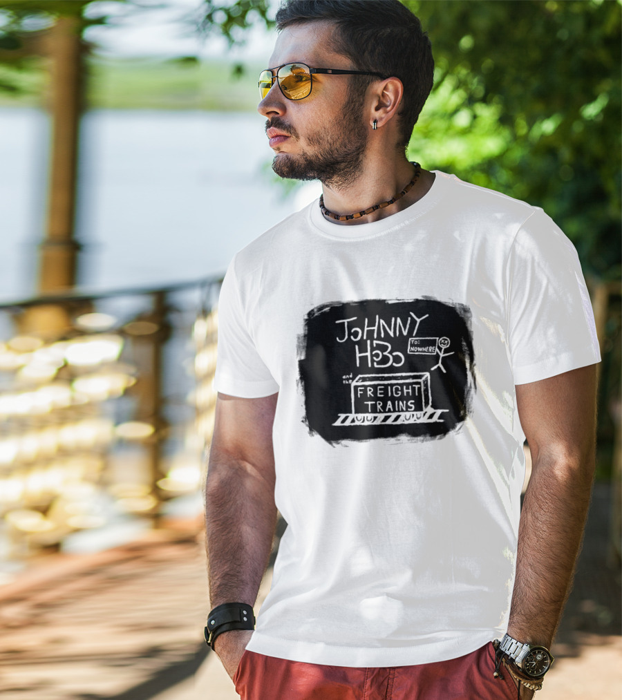 Johnny Hobo Freight Trains Stick Figure Drawing T-Shirt