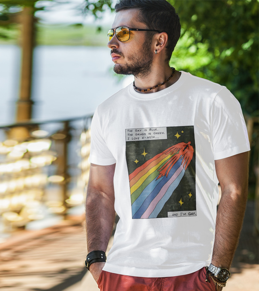 The Sky Is Blue The Grass Is Green I Love X Men Rainbow And I'm Gay T-Shirt