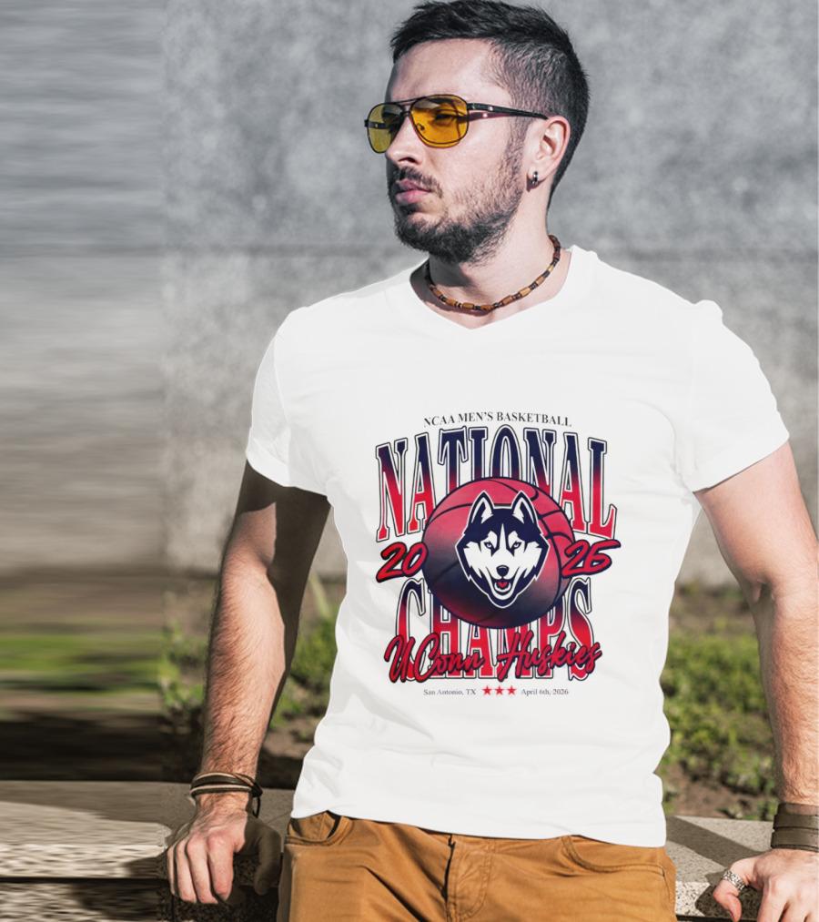 UConn Huskies NCAA Men's Basketball 2026 San Antonio National Champs T-Shirt