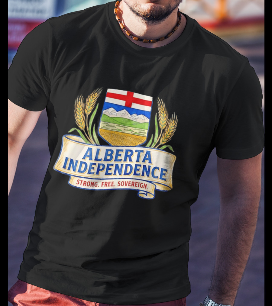 Alberta Independence Emblem Strong Free Sovereign Crest T-Shirt