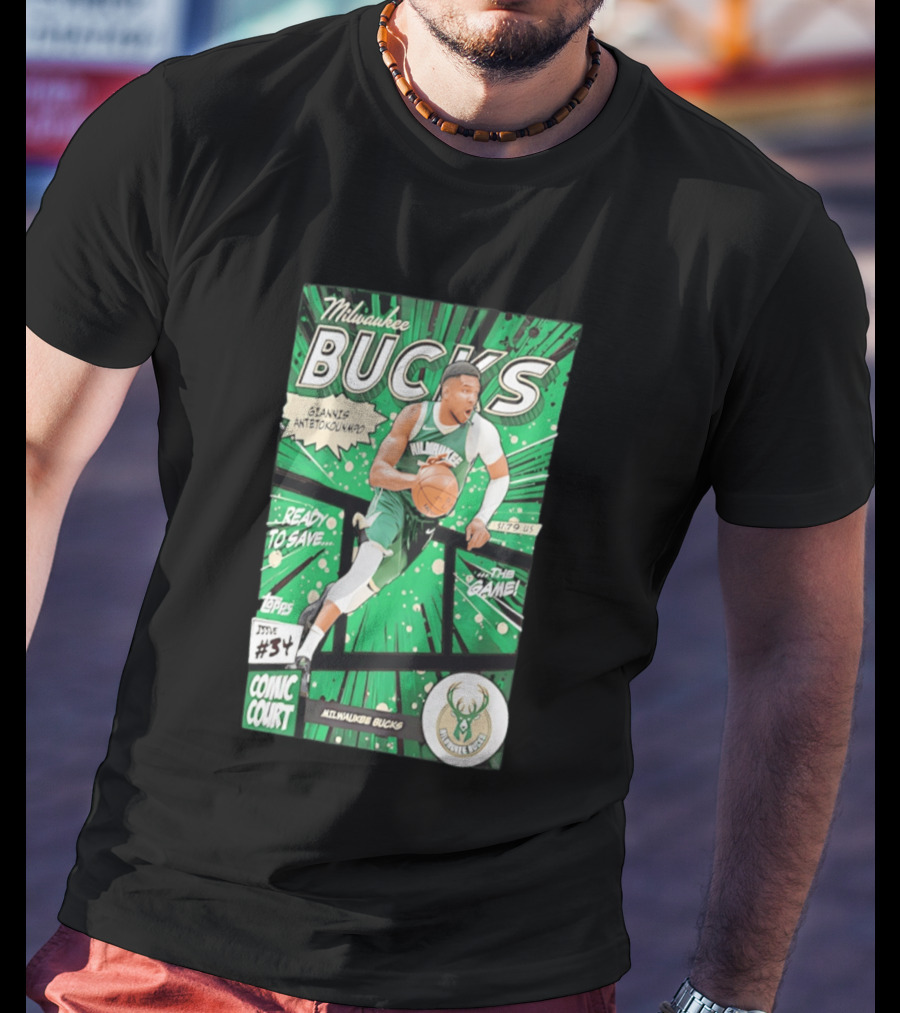 Milwaukee Bucks Giannis Antetokounmpo Comic Court Issue #34 T-Shirt