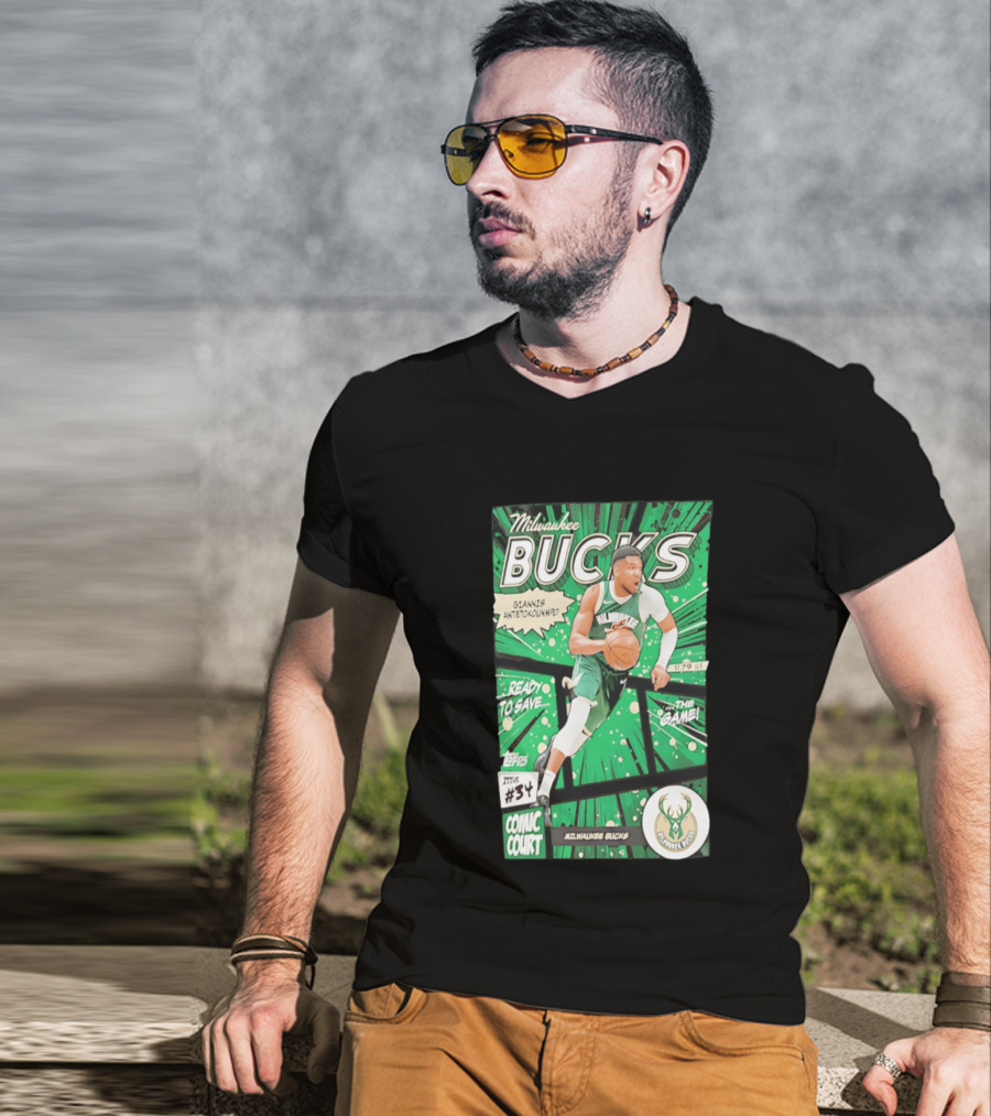 Milwaukee Bucks Giannis Antetokounmpo Comic Court Issue #34 T-Shirt