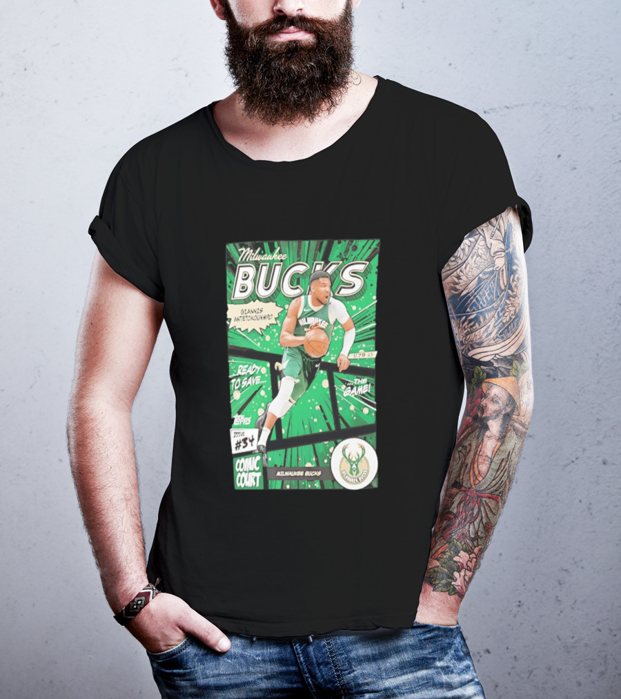 Milwaukee Bucks Giannis Antetokounmpo Comic Court Issue #34 T-Shirt