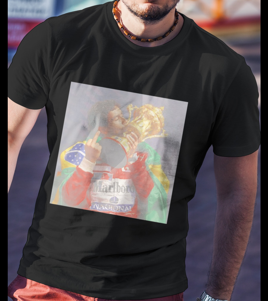 Ayrton Senna Iconic F1 Trophy Celebration And Gesture T-Shirt