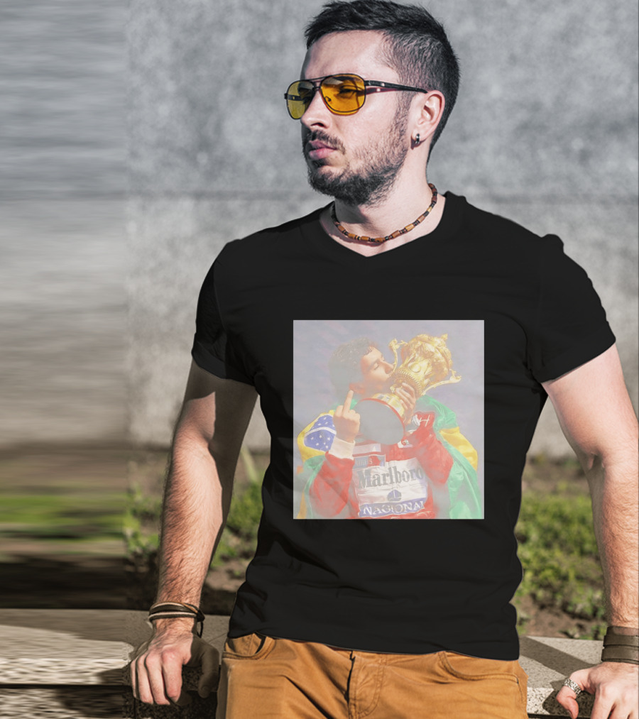 Ayrton Senna Iconic F1 Trophy Celebration And Gesture T-Shirt