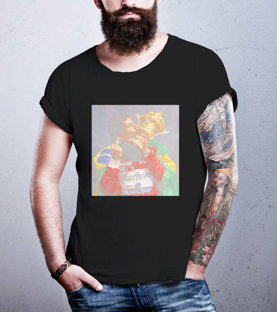Ayrton Senna Iconic F1 Trophy Celebration And Gesture T-Shirt