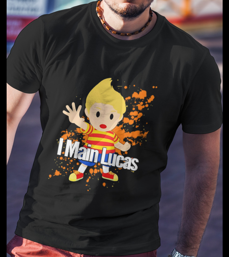 I Main Lucas Cartoon Character Orange Paint Splash T-Shirt