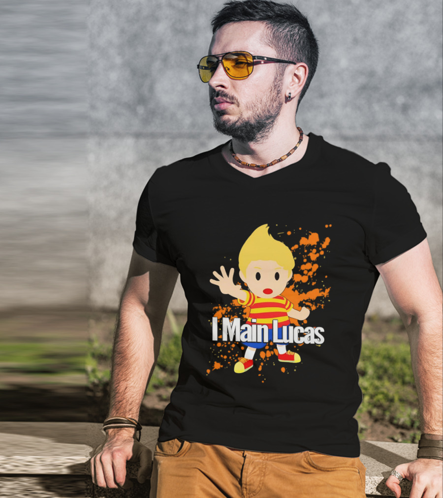 I Main Lucas Cartoon Character Orange Paint Splash T-Shirt
