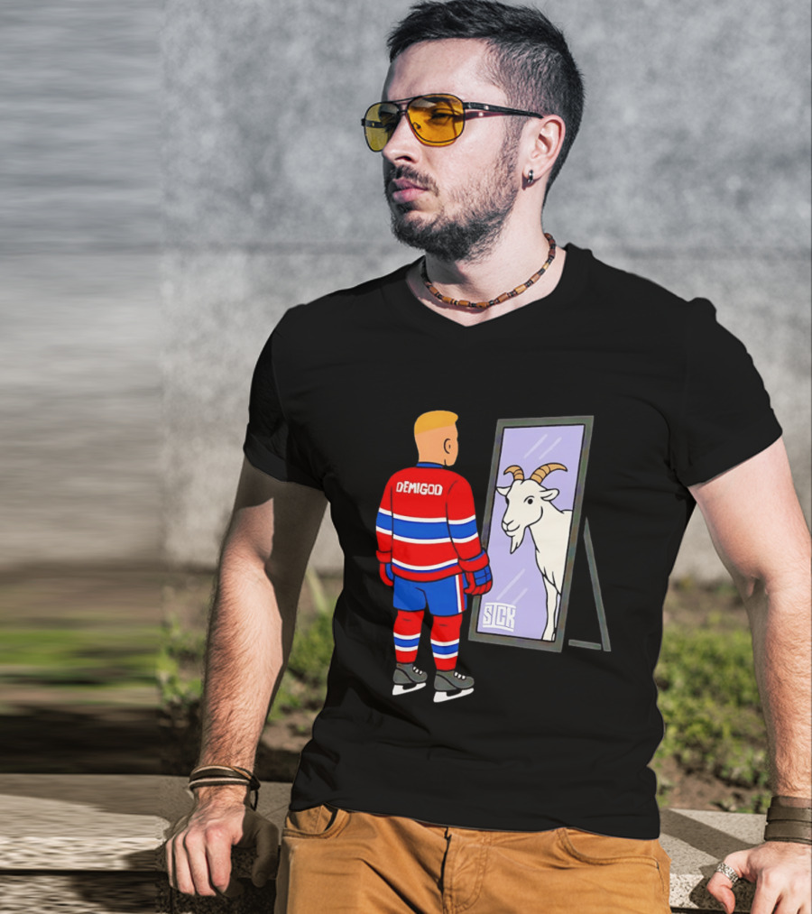 Ivan Demidov Montreal Canadiens Demigod Goat Mirror Reflection T-Shirt