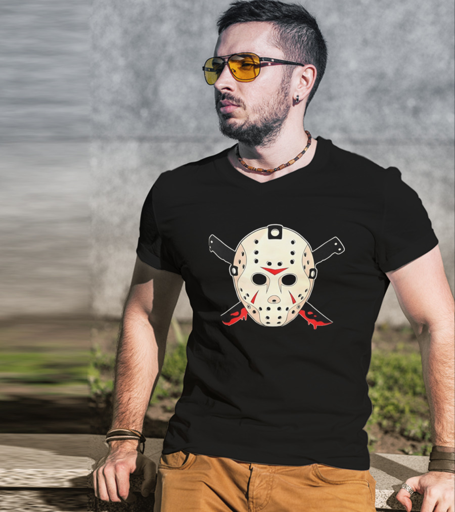 Jason Voorhees Mask Machete Horror Friday The 13th T-Shirt