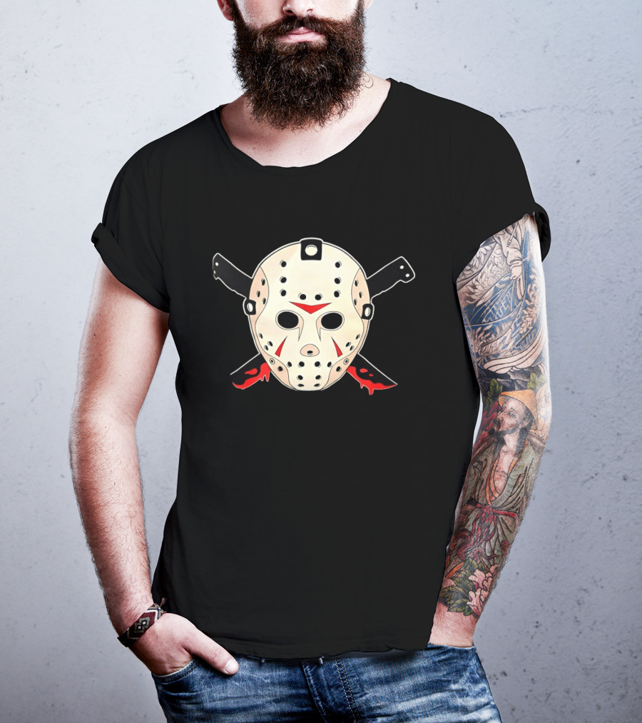 Jason Voorhees Mask Machete Horror Friday The 13th T-Shirt