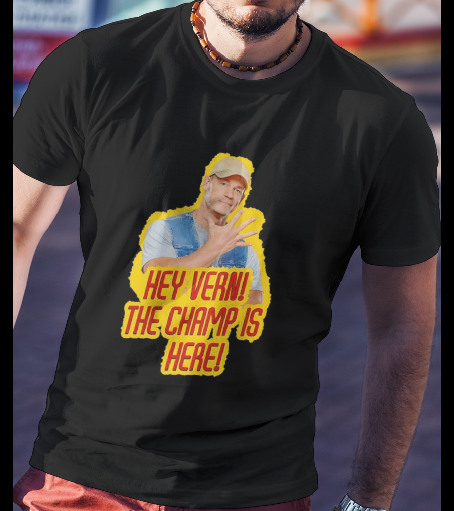 John Cena Hey Vern The Champ Is Here Hand Gesture Yellow Highlight T-Shirt