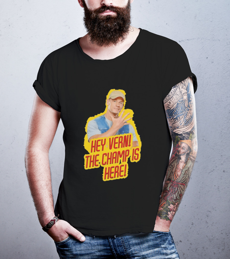 John Cena Hey Vern The Champ Is Here Hand Gesture Yellow Highlight T-Shirt
