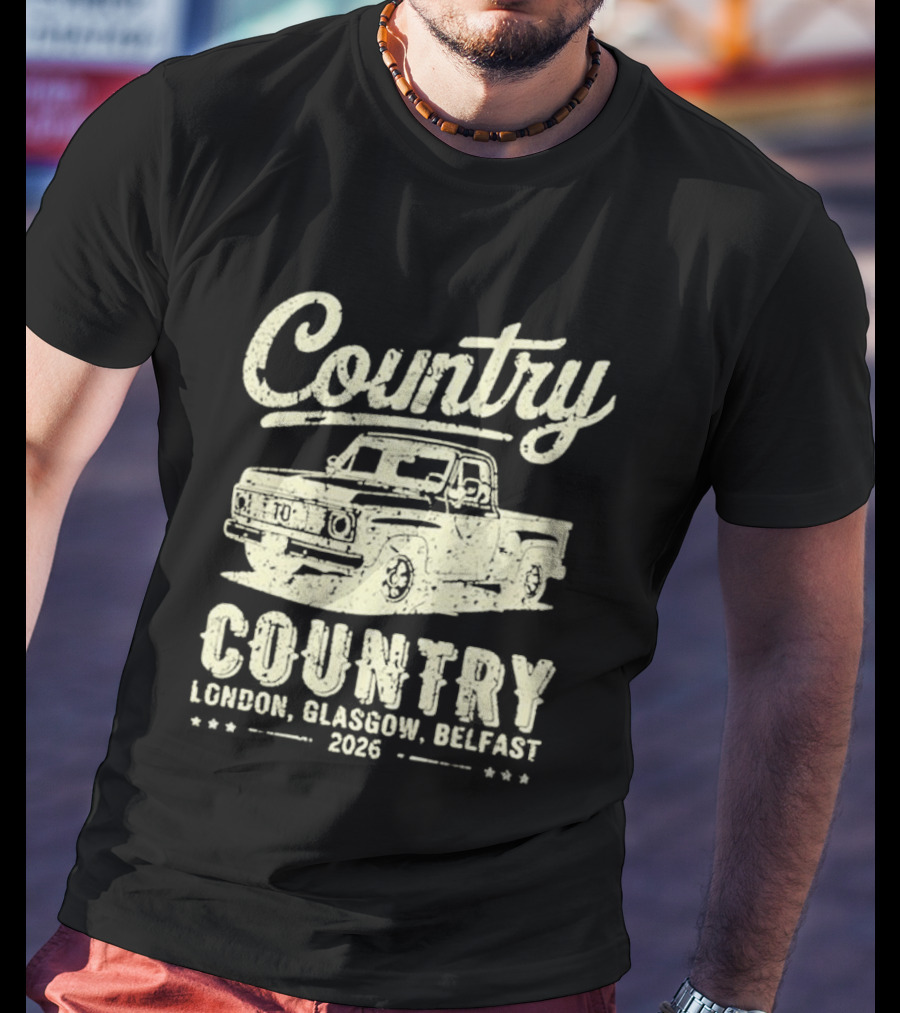 Country Pickup 2023 London Glasgow Belfast Retro Truck T-Shirt