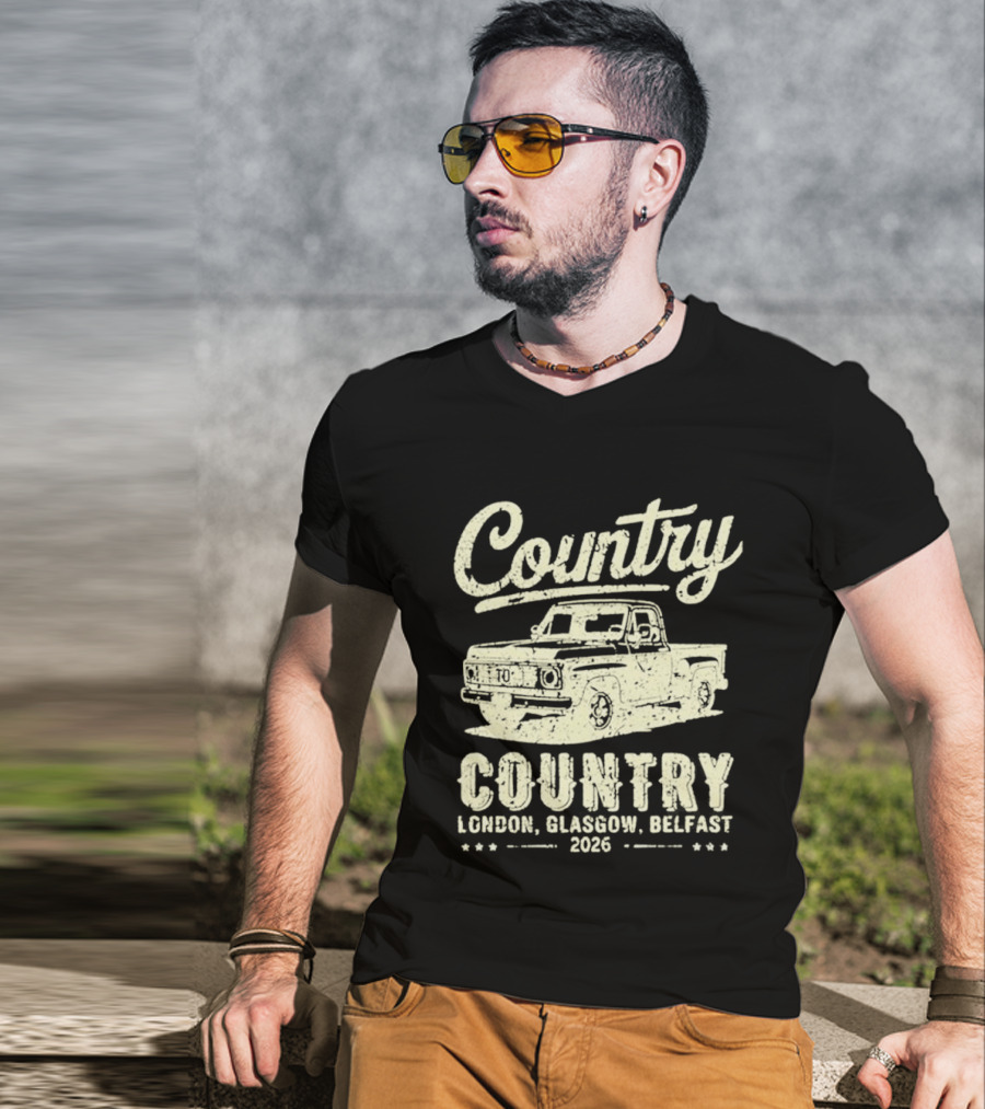 Country Pickup 2023 London Glasgow Belfast Retro Truck T-Shirt