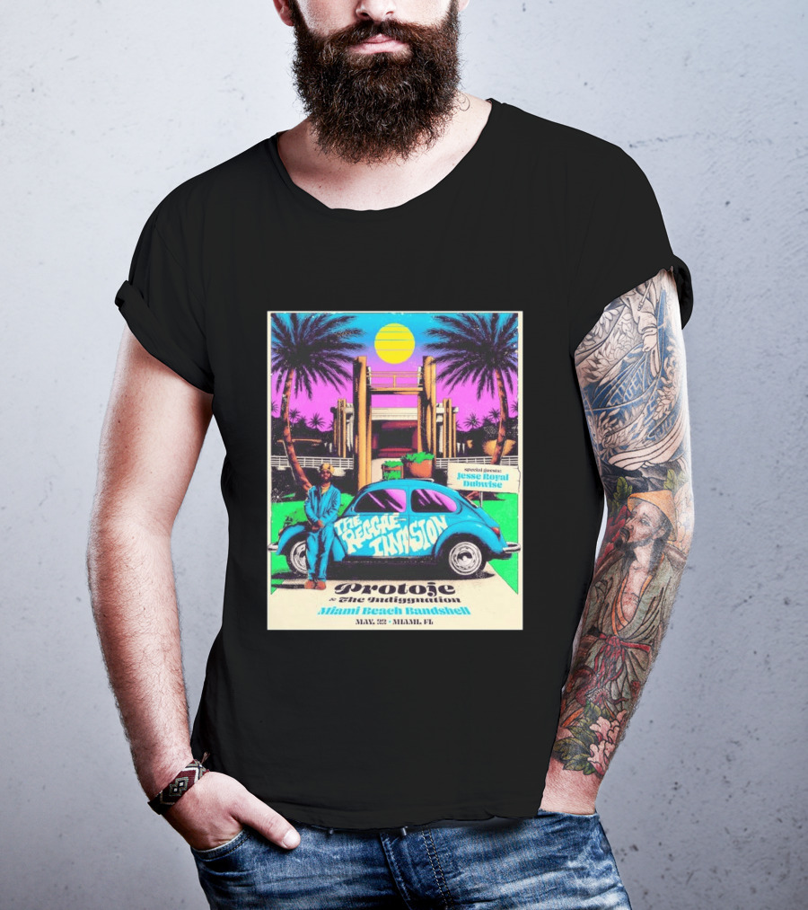 Protoje And The Indiggnation The Reggae Invasion Miami Beach Bandshell May 2 2026 Jesse Royal Dubwise T-Shirt