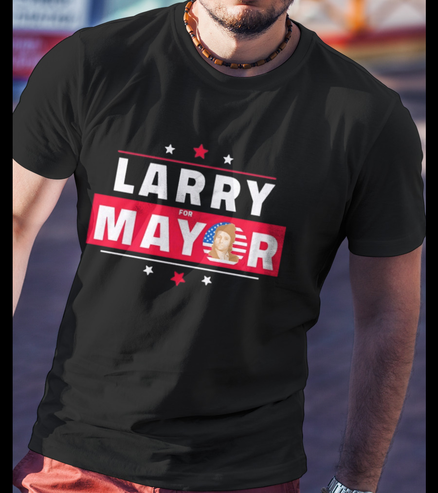 Larry For Mayor American Flag Style Candidate Image T-Shirt