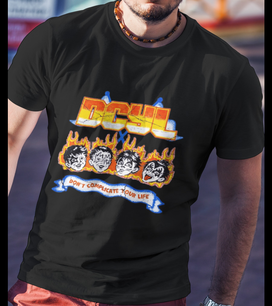 DCYL Don't Complicate Your Life Cartoon Faces Flame T-Shirt
