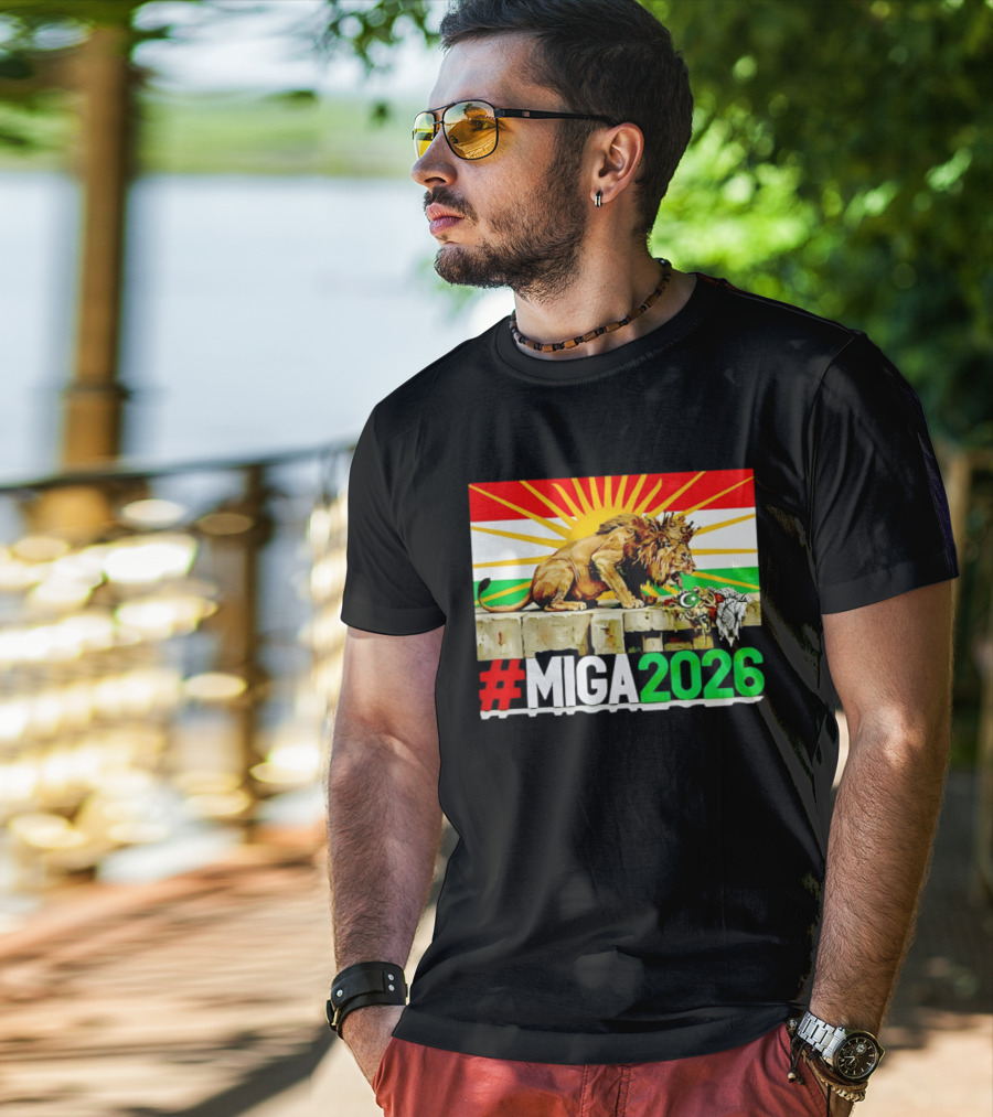 #MIGA 2026 Lion With Kurdistan Flag And Sun T-Shirt