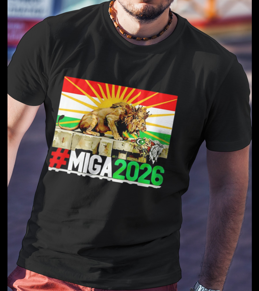 #MIGA 2026 Lion With Kurdistan Flag And Sun T-Shirt