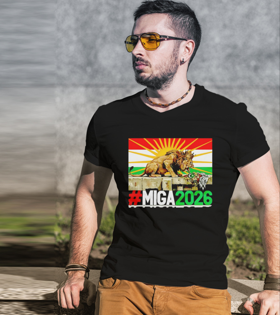 #MIGA 2026 Lion With Kurdistan Flag And Sun T-Shirt