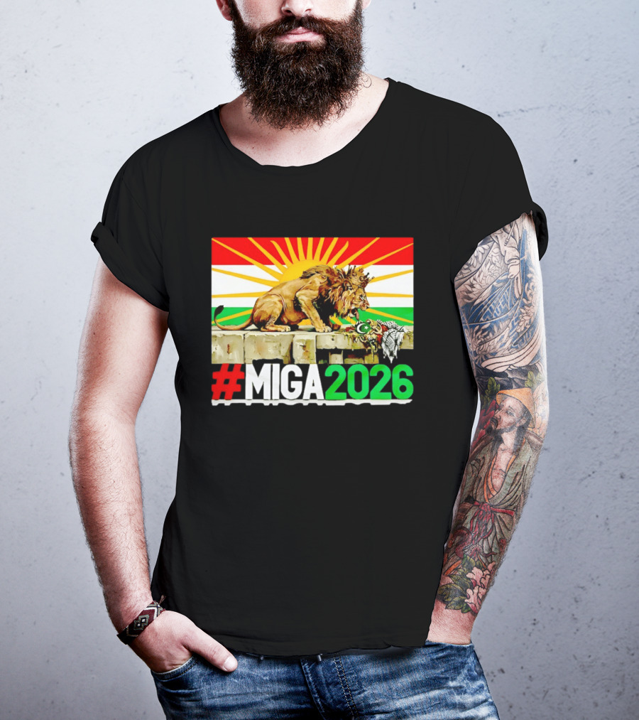 #MIGA 2026 Lion With Kurdistan Flag And Sun T-Shirt