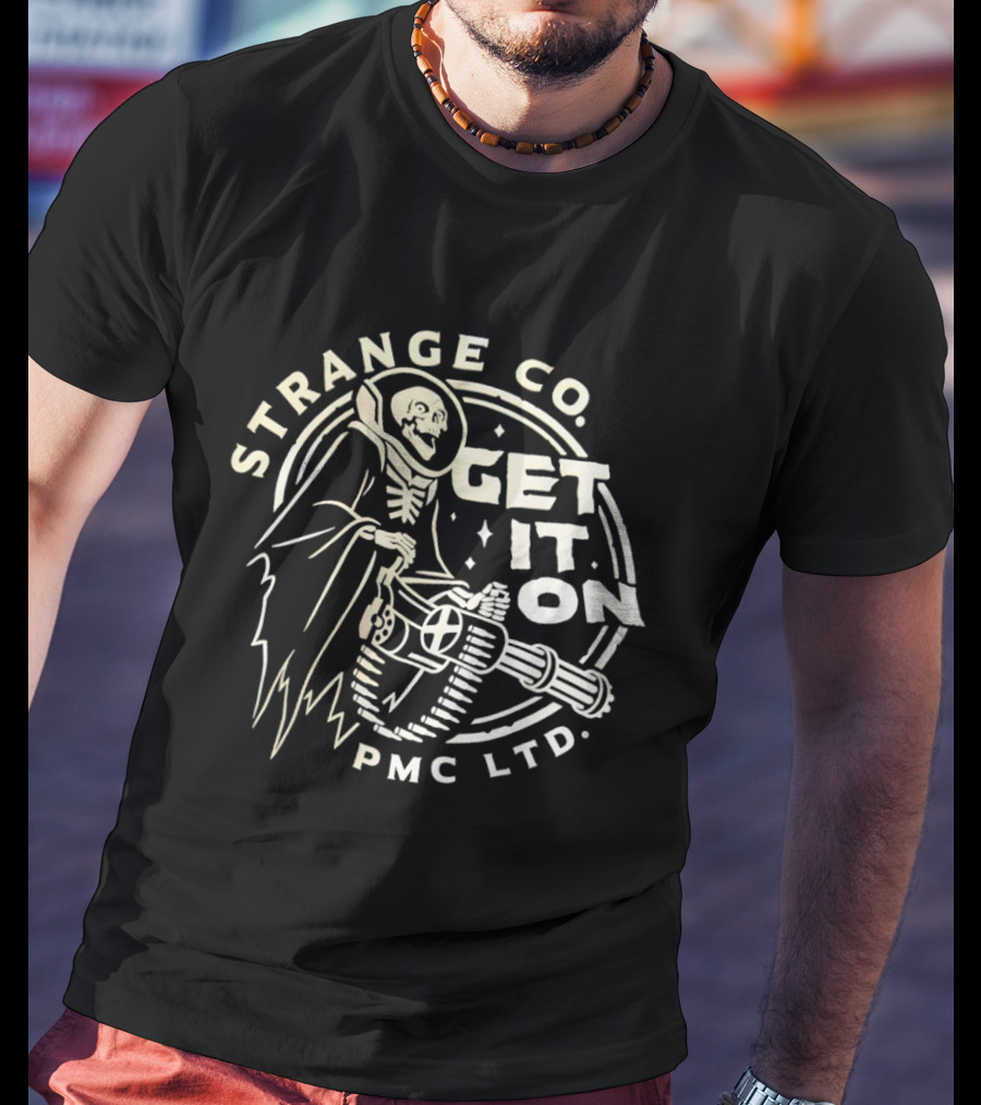 Strange Co Skeleton Astronaut Get It On PMC LTD T-Shirt