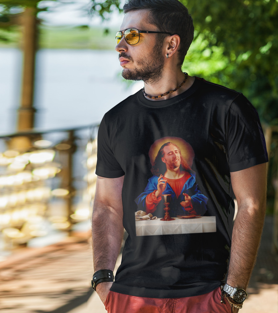 Nic Cage Jesus Iconic Meme Mashup T-Shirt