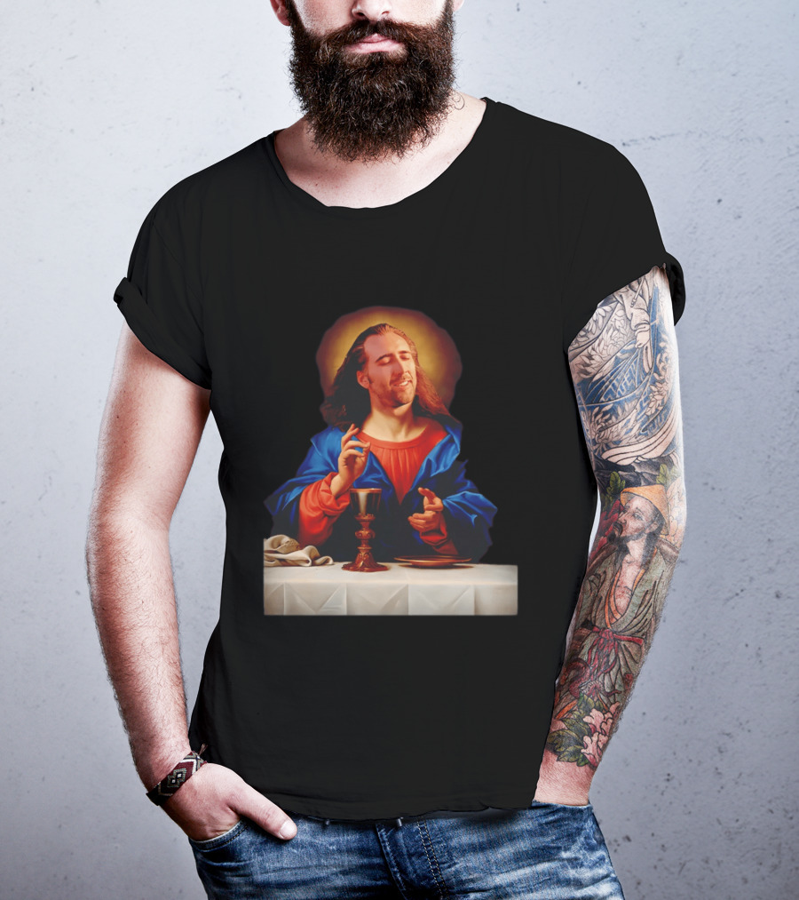 Nic Cage Jesus Iconic Meme Mashup T-Shirt