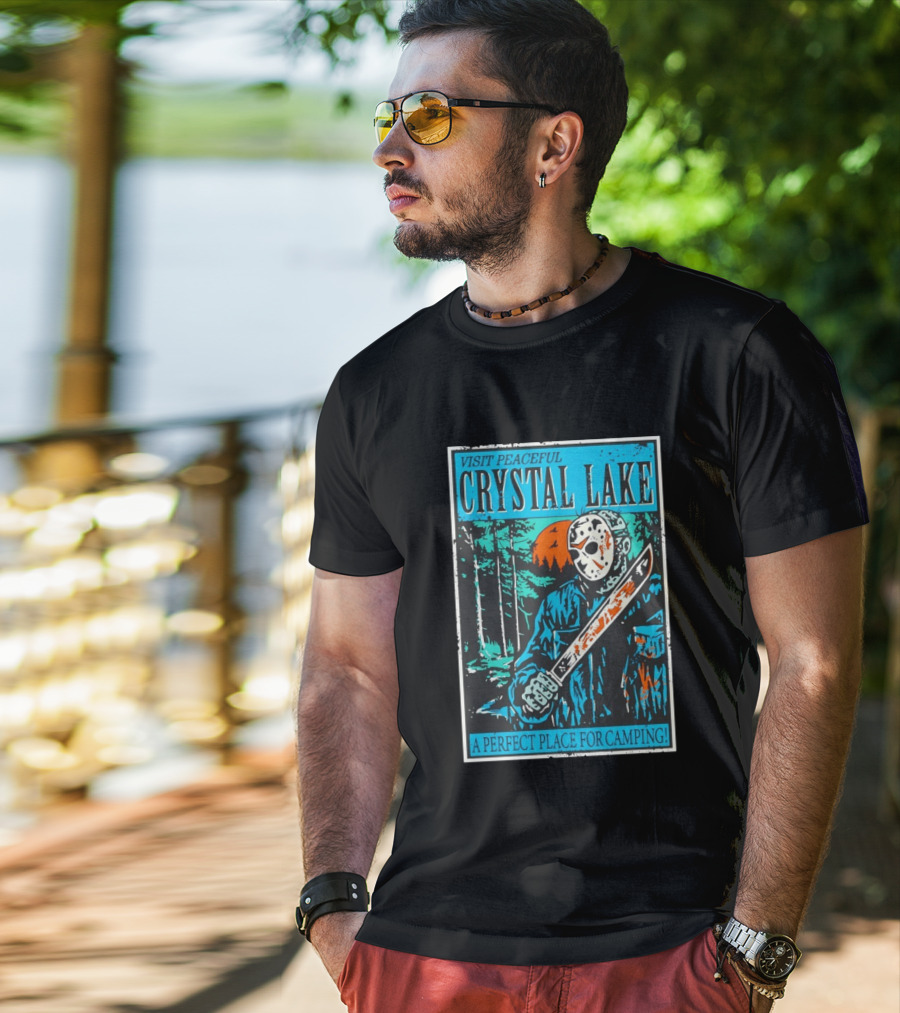 Visit Peaceful Crystal Lake A Perfect Place For Camping Horror T-Shirt