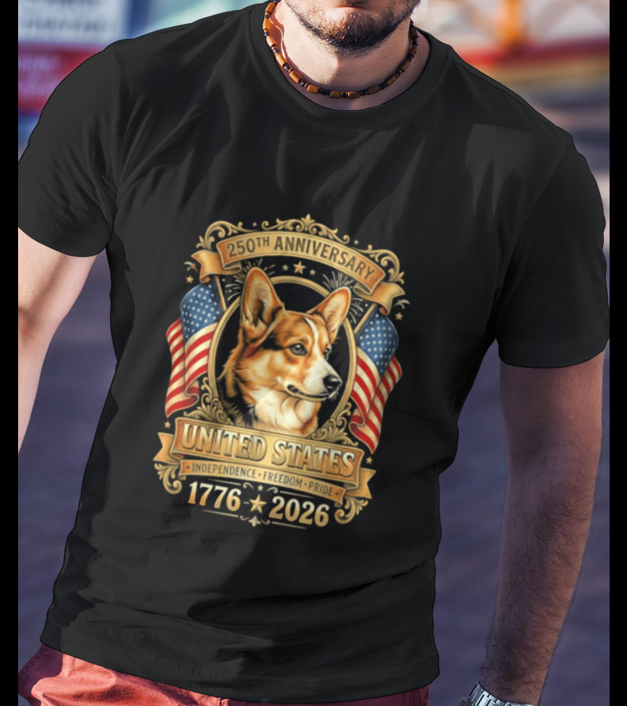 United States 250th Anniversary 1776 2026 Corgi Independence Freedom Pride T-Shirt