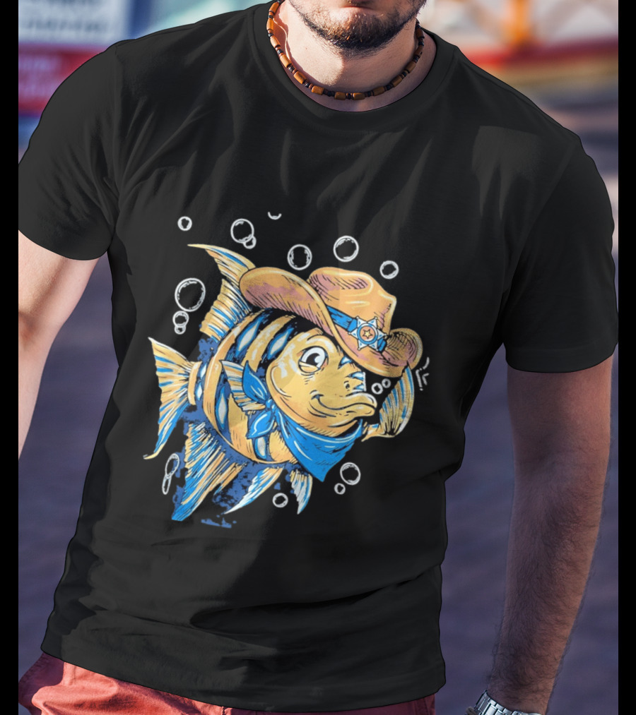 Angelfish Cowboy Hat Western Bubbles Bandana T-Shirt