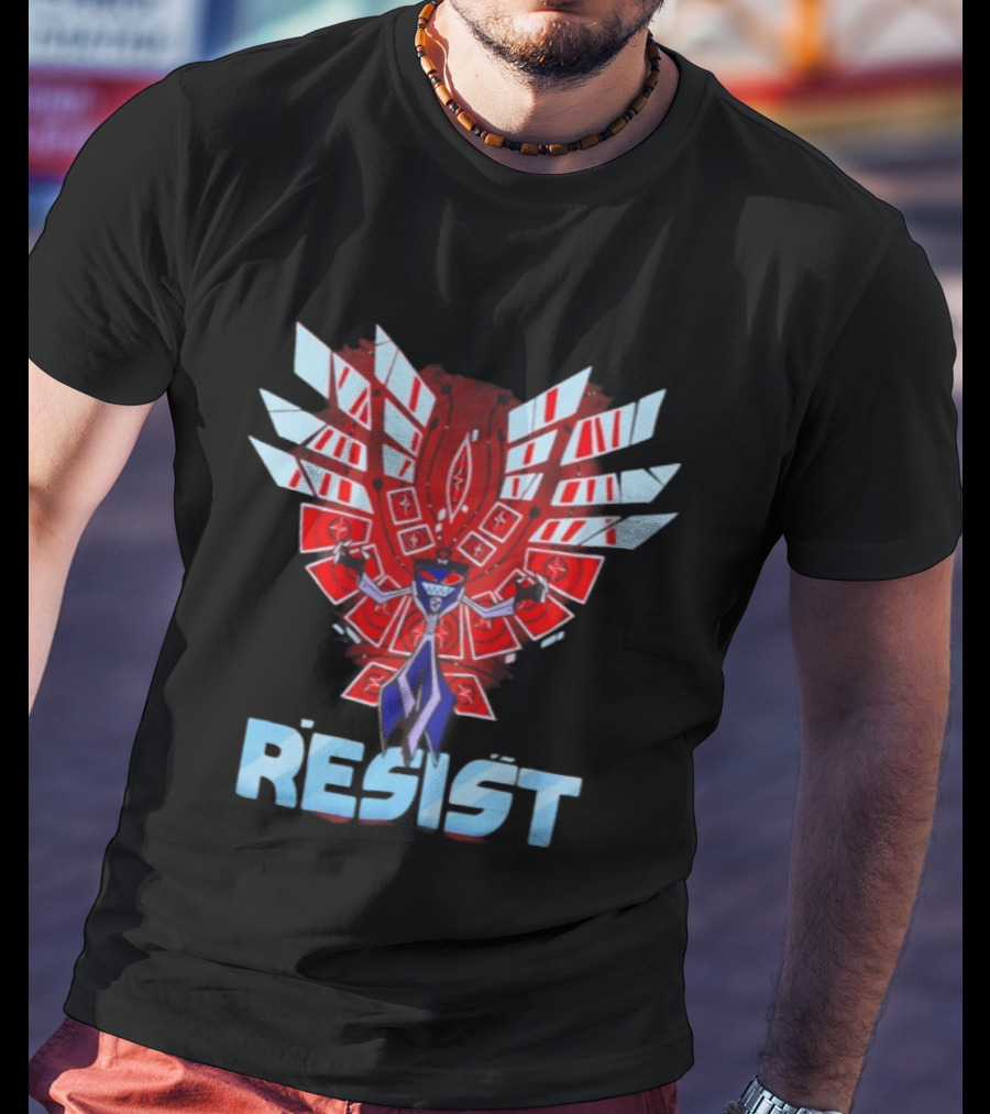 Hazbin Hotel Vox Resist Character Wings Red Blue T-Shirt