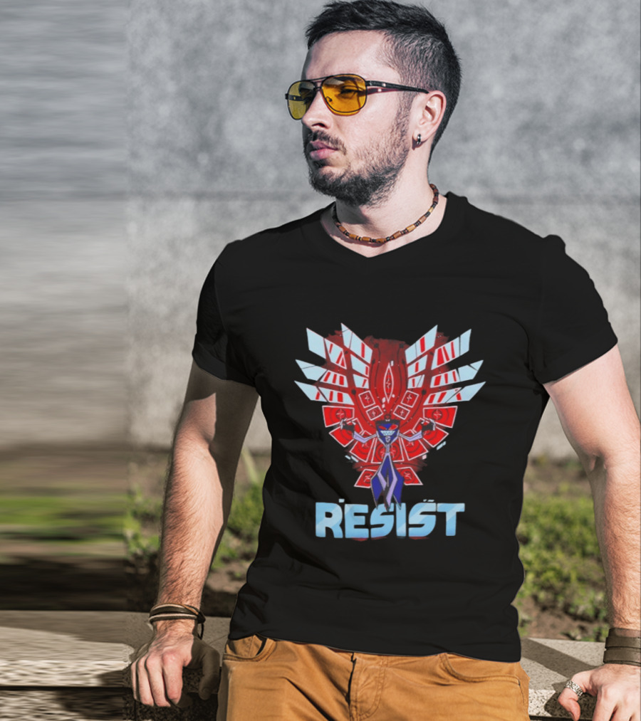 Hazbin Hotel Vox Resist Character Wings Red Blue T-Shirt