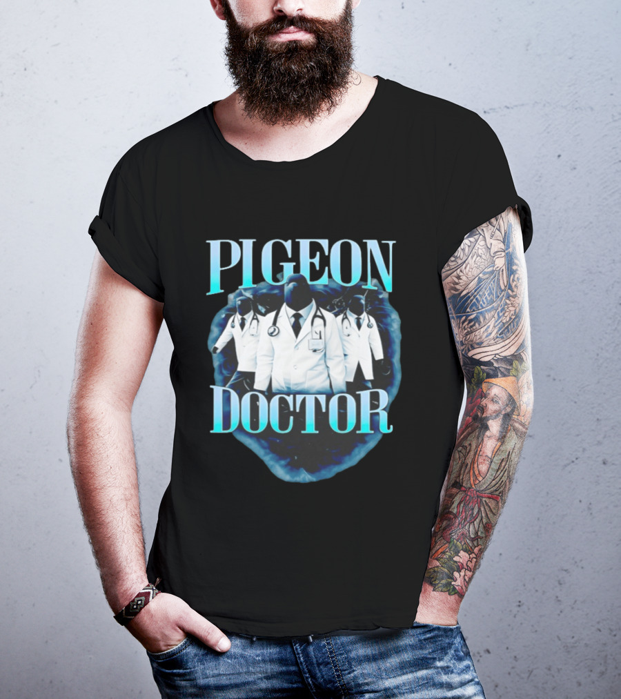 Pigeon Doctor Medical Humor Surreal Stethoscope T-Shirt