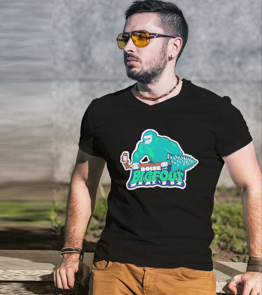 Boise Bigfoot Ice Hockey Team Sasquatch Hockey Stick T-Shirt
