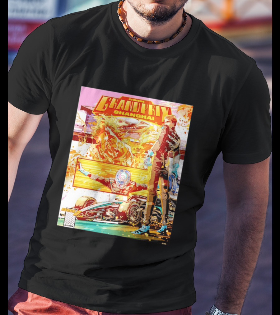Chinese Grand Prix Shanghai Anime Style With Race Car And Driver T-Shirt