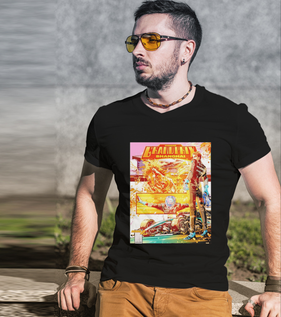 Chinese Grand Prix Shanghai Anime Style With Race Car And Driver T-Shirt