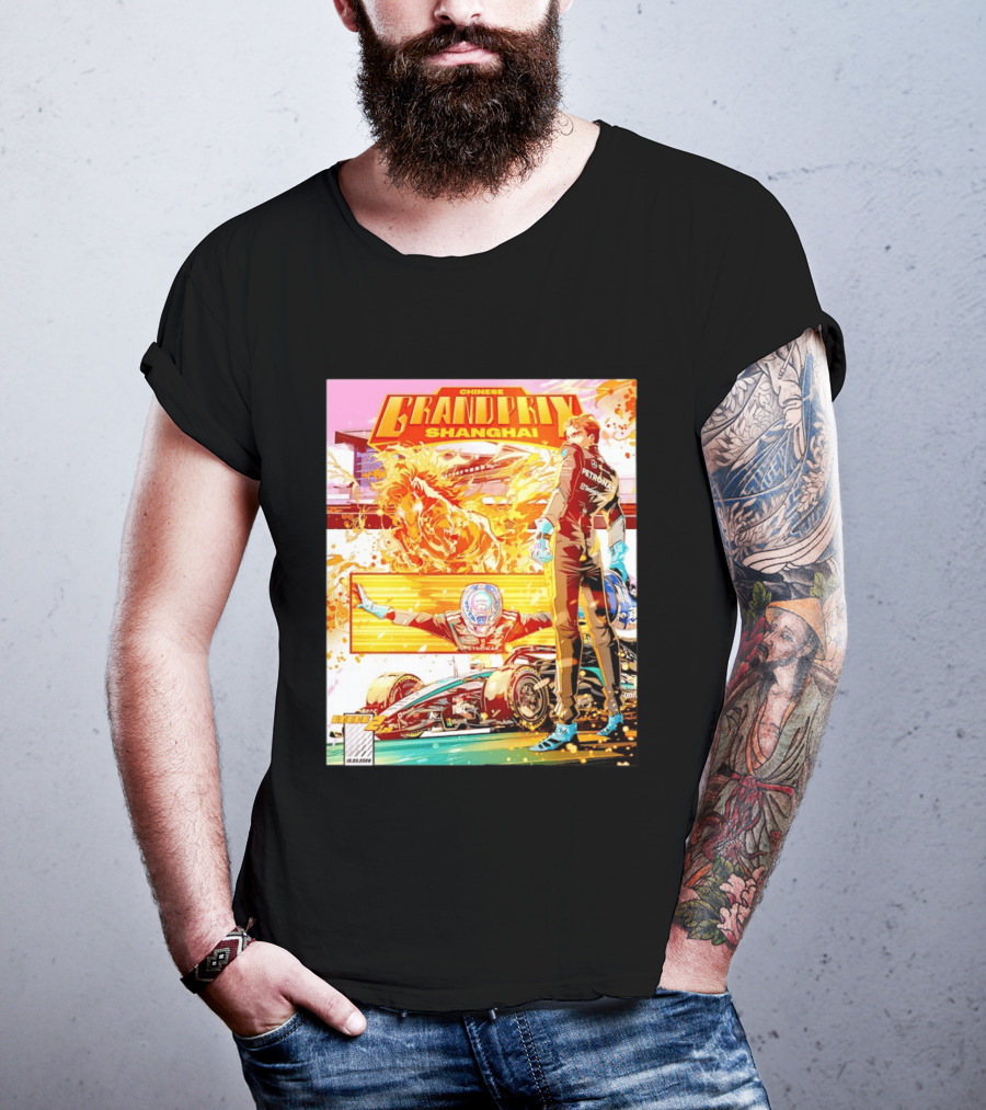 Chinese Grand Prix Shanghai Anime Style With Race Car And Driver T-Shirt