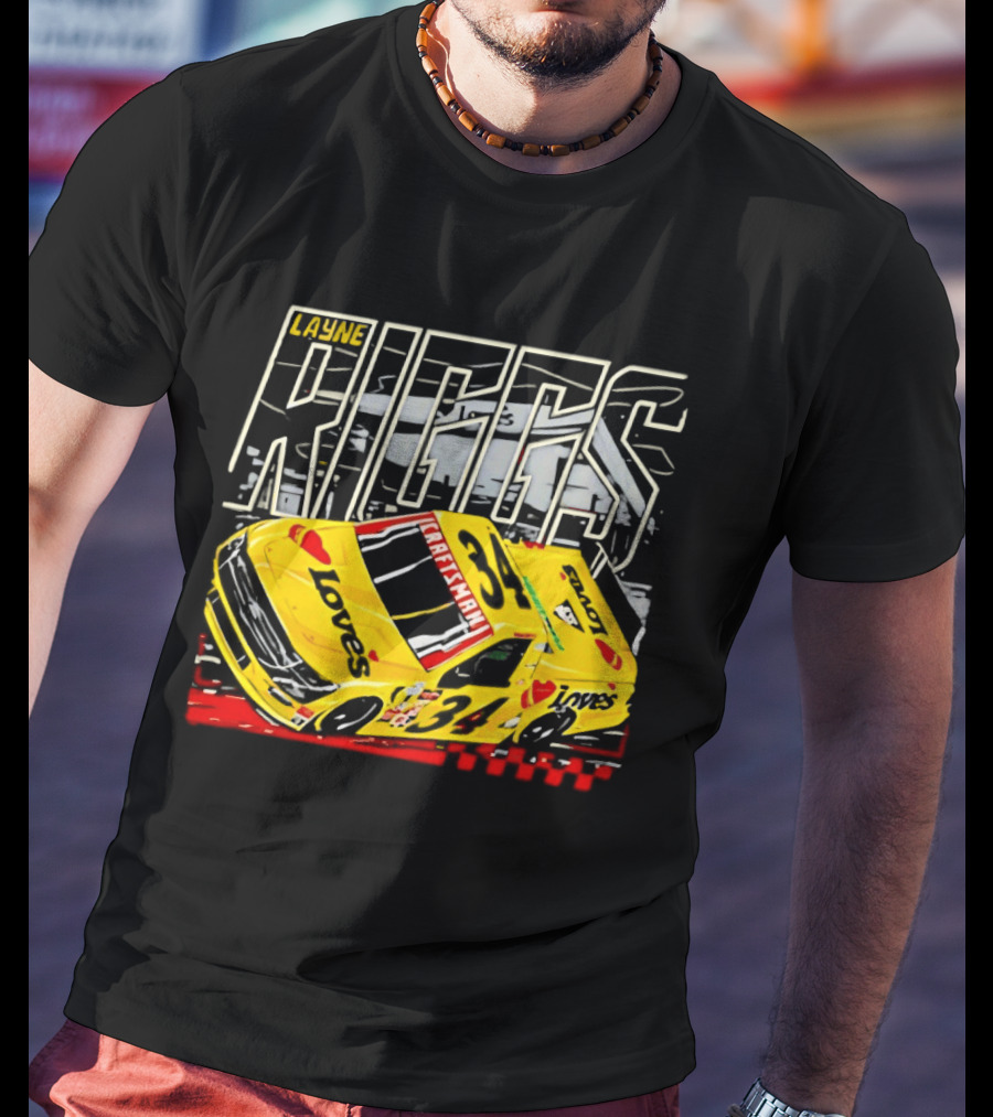 Layne Riggs Loves Truck Racing With Vibrant Yellow Car T-Shirt
