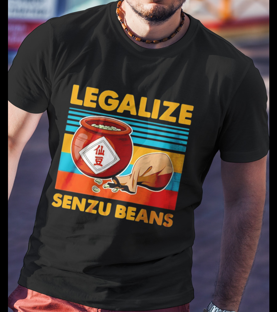 Legalize Senzu Beans Dragon Ball Kagome Jar Vintage Stripes T-Shirt