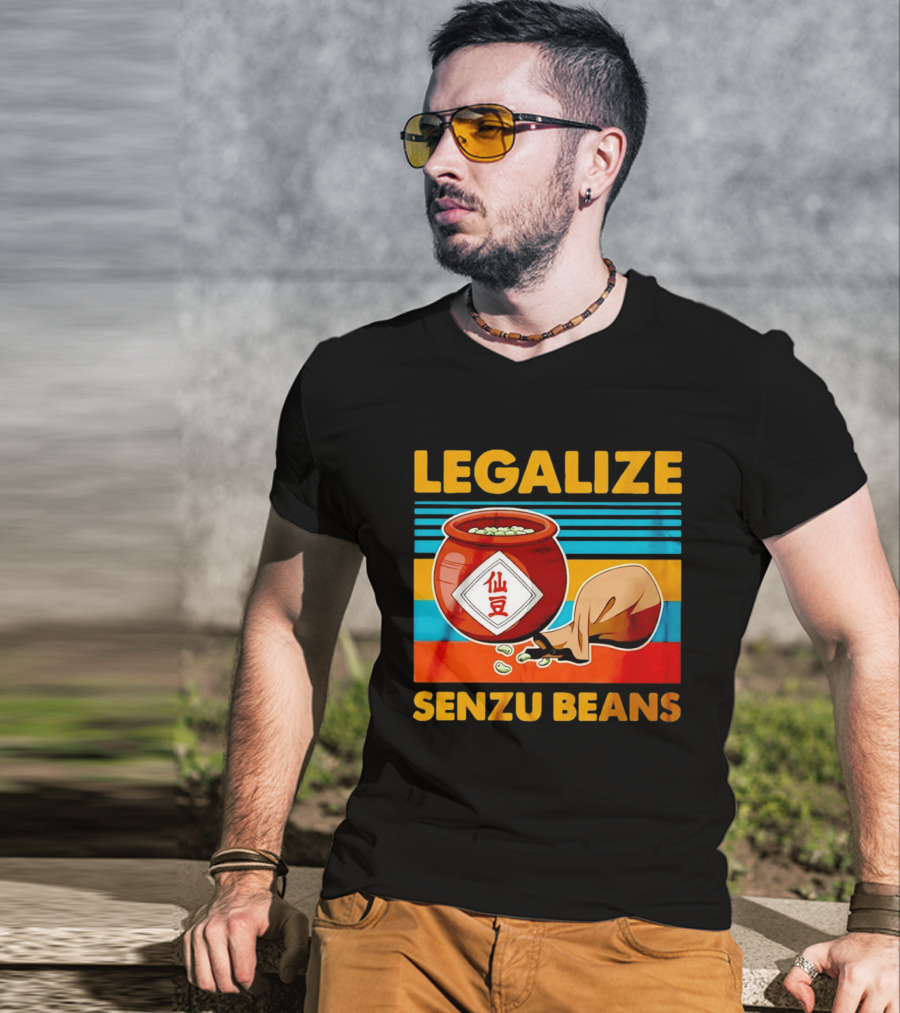 Legalize Senzu Beans Dragon Ball Kagome Jar Vintage Stripes T-Shirt