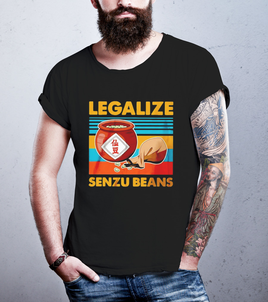 Legalize Senzu Beans Dragon Ball Kagome Jar Vintage Stripes T-Shirt