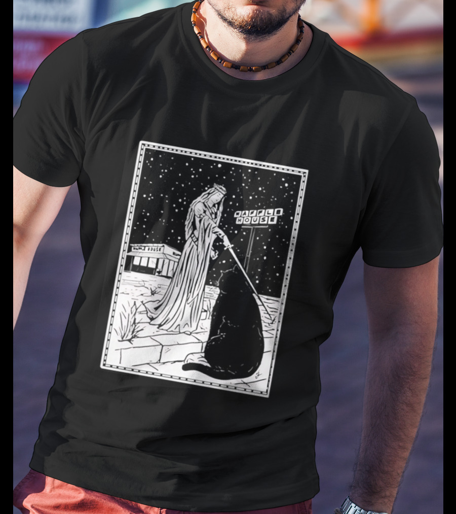 Medieval Cat Tarot Waffle House The Hermit T-Shirt