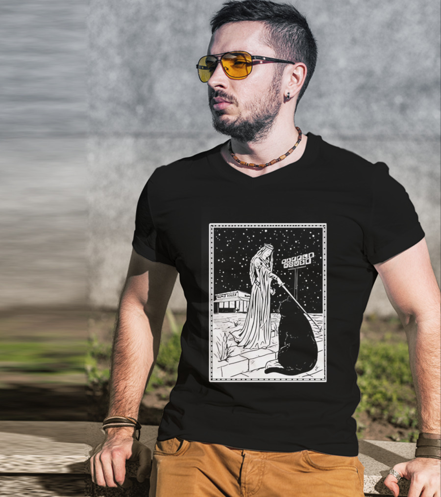 Medieval Cat Tarot Waffle House The Hermit T-Shirt