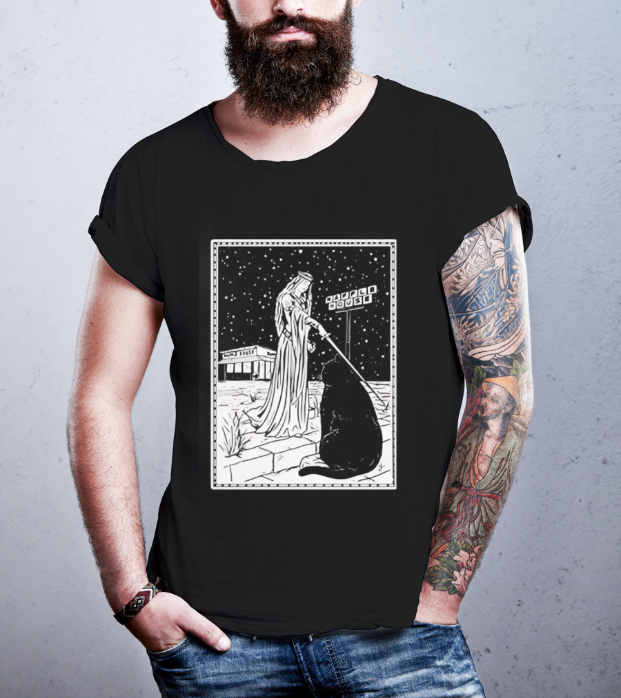 Medieval Cat Tarot Waffle House The Hermit T-Shirt