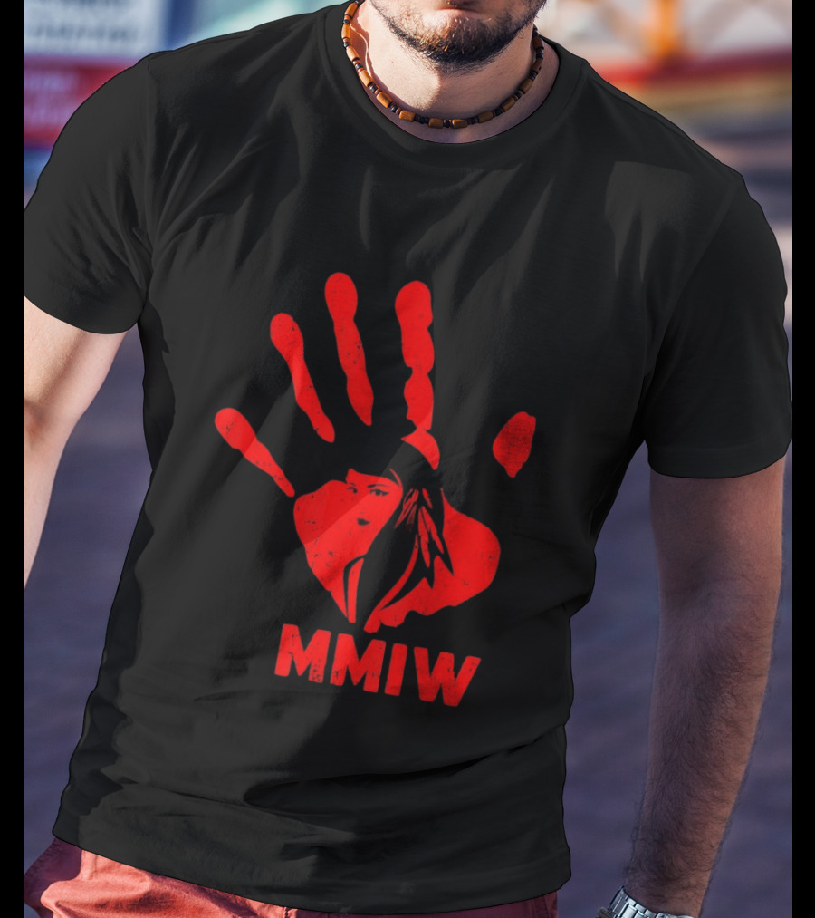 MMIW Red Handprint Symbol For Missing Murdered Indigenous Women Awareness T-Shirt
