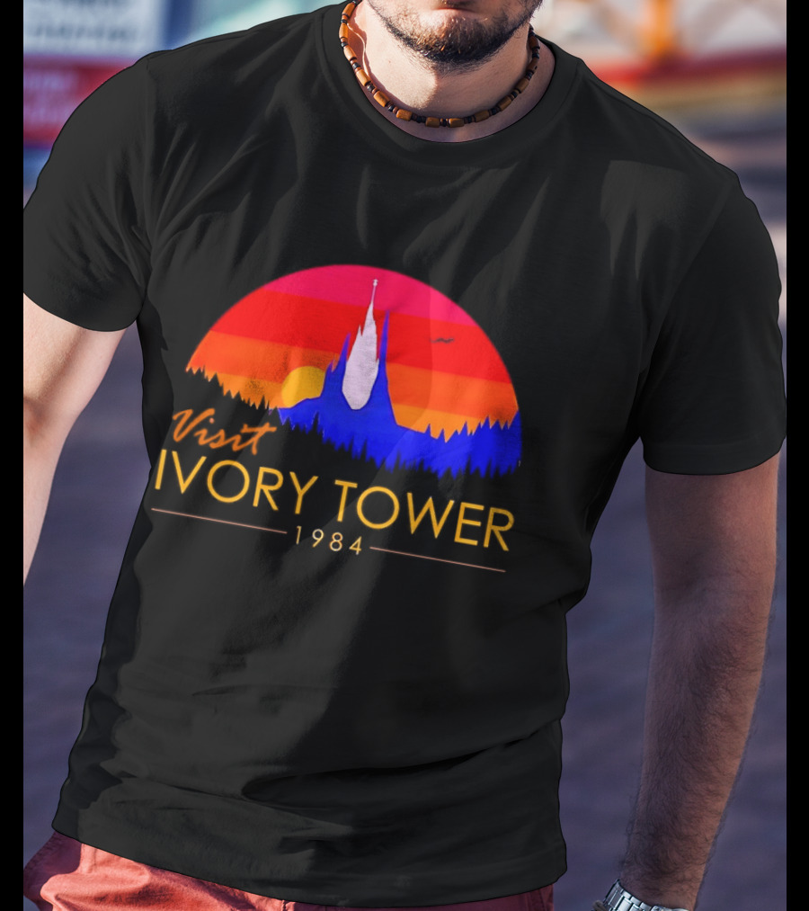 Visit Ivory Tower 1984 Sunset Silhouette The Neverending Story T-Shirt